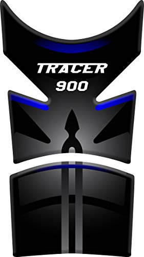 PARASERBATOIO ADESIVO, RESINATO EFFETTO 3D compatibile con Yamaha Tracer 900 (Nero/Blu)