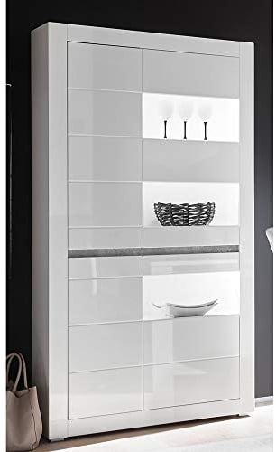 Lomadox Vitrine im modernen Design in weiß Hochglanz inkl. LED Breite: 100cm