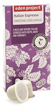The Eden Project Lot de 60 capsules de café compatibles Nespresso sans plastique | expresso italien | compostables – biodégradables – climatiquement neutre