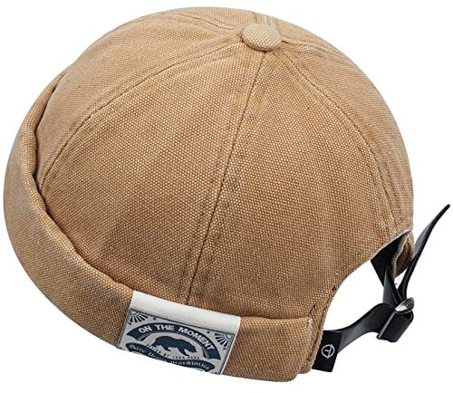 CLAPE Cappello Uomo Senza Visiera Unisex Cotone Docker cap Berretto da Portuale Regolabile Berretto Docker Rolled Cuff Beanie Brimless Hat