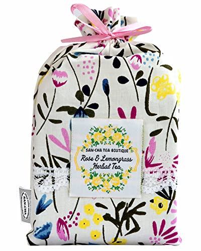 Sancha Tea Boutique - Sachet de thé aux herbes à la rose et à la citronnelle - Thé sans caféine (15 pièces) - 100 % biodégradables - Sachets de thé pyramidaux - Thé à la citronnelle