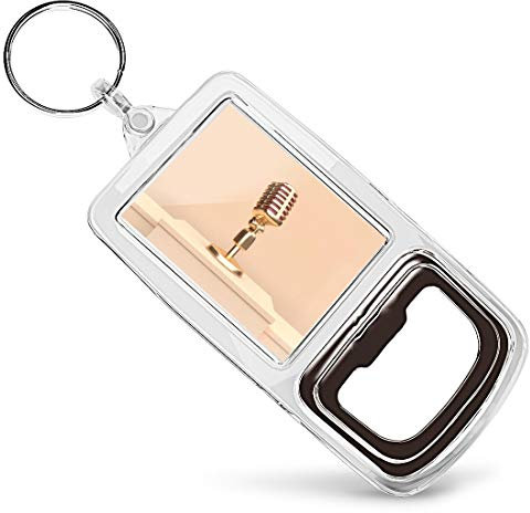 Destination Vinyl ltd 1 x Bottle Opener Keyring - Microphone Radio Broadcast |Keychain|Keyring|Charm #16319