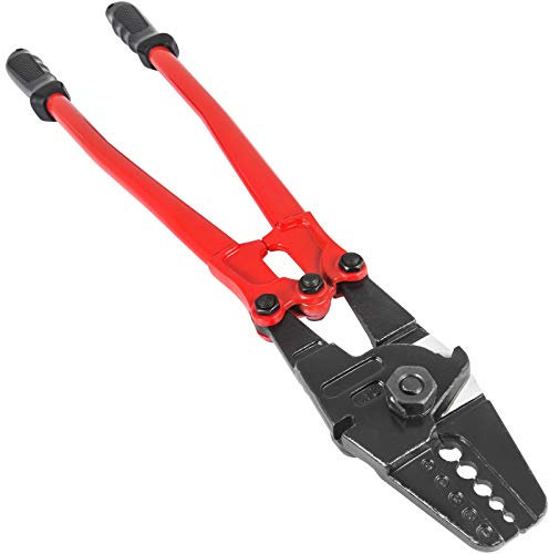 VEVOR Pince à Sertir Hydraulique 24, Pince Coupe Cable Acier Allié, Pince à Sertir 5 Rainures pour Manchon 1/16'', 3/32'', 1/8'', 5/32et 3/16 pour Ferrules de Sertissage, Manchon de Boucle/Duplex