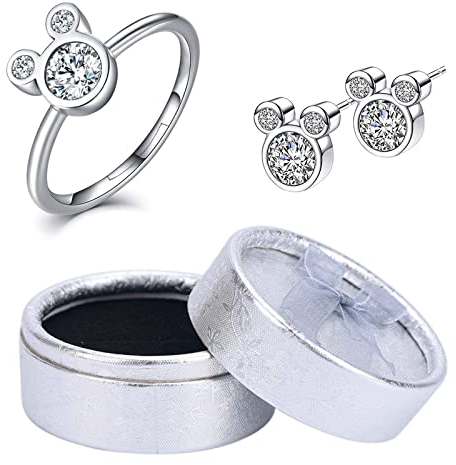 Floatdream 3 Stücke Ohrringe für Damen, Süße Maus Ohrstecker, Zirkonring, für Schmuckdekoration, Schenken, Geburtstagsfeier, Barparty Partys, Geburtstagsfeiern(Silber)