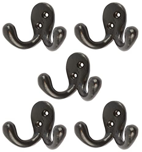 Hammer and Tongs - Double Coat Hook - W70mm x H50mm - Black - Pack of 5