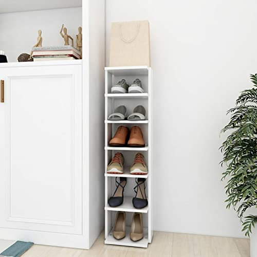 Kstyhome Mueble Zapatero, Zapatero Armario, Armario Pequeño, Armario Despensa Cocina, Armarios Multiusos, Zapateros para Armarios, Muebles Auxiliares, de aglomerado Blanco 25x27x102 cm