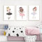 3 Posters Mädchen Kinderzimmer Deko Bilder Ballerina Kinder Tanzmädchen Illustration Babyzimmer Heim Dekora Wanddekoration Leinwanddrucke Geschenk 30 x 40 cm kein Rahmen