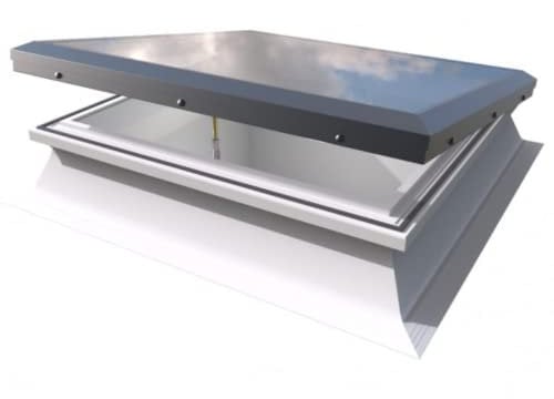 Brett Martin - Flat Glass Pane Rooflight Double Glazed Window, Manual Opening. Flat Lantern Roof Light with uPVC Kerb & Winding Rod. Perfect for Home Extension and Office (600 x 600)