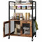 Hencawima Coffee Bar Cabinet, 3 Tier Coffee Station Table on Wheels, 35.9 H Bar Cart with Wire Basket Drawer & 5 Hooks for Home Kitchen, Liquor Buffet Sideboard Cabinet (Rustic Brown)
