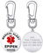 Supcare Medical Alert Edelstahl Kreis ID Tag Schlüsselbund Emergency SchlüSselring Epilepsie Schlüsselanhänger mit Gravur Silber