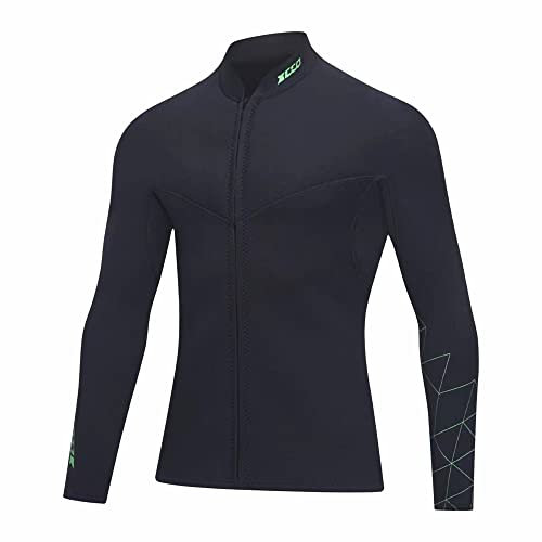 Top de Combinaison pour Homme en néoprène de 1,5 mm, Veste de plongée zippée à l'avant avec Manches Longues, adaptée pour la plongée sous-Marine, Le Snorkeling, la Natation et Le Surf