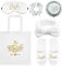 Hestya 6 Stück Braut Präsent Brautparty Geschenke inklusive Braut Hausschuhe Rosa Haargummi Braut Tragetasche Seide Schlafmaske und Makeup Taschenspiegel für Hochzeit Antrag Spa Party(Gold)