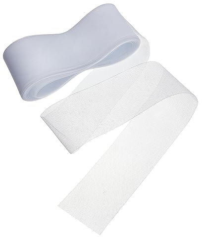 nbeads 25 Yards Tüll-Stoff, Rosshaar Mesh Braid Trim ca. 7,5mm breit Polyester steife Bänder für Ausbeinen Nähen Hochzeit Kleid Kleider Rock Hut Zubehör, Weiß