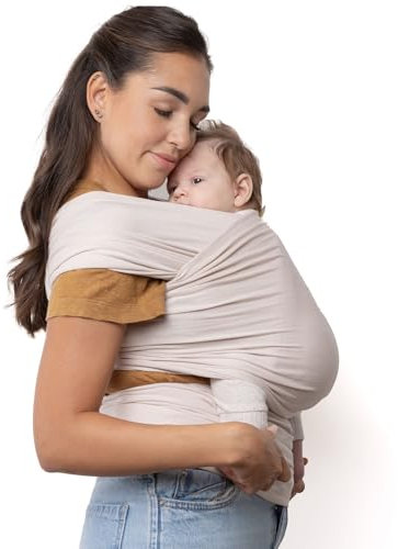 Boba Baby Tragetuch Neugeborene - Elastisches Tragetuch Baby Neugeboren - Baby Sling Tragetuch - Weiche Baby Tragehilfe - Baby Tragesystem - Babytragetuch ab Geburt 3-15 kg (Serenity Organic Stone)