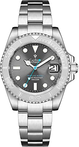 FINNIAN CADISEN Automatik Uhr Herren Mechanische Automatikuhr Saphirglas Rostfreier Stahl Klassisch Homage (8210grau)