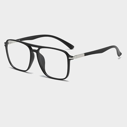 NOVESIXTDAT Oversized Aviator Reading Glasses, Fatigue Relieve Square HD Computer Readers, Blue Light Blocking Flat Light Mirror (Color : Sand-Black, Size : +150)
