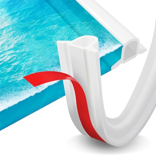 Adoture Schwallschutzleiste Dusche Faltbare Wasserstopper Dusche Gebogen Duschabsperrung für Küche, Toilette, Duschabtrennung (2 M, White)