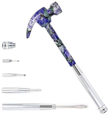 LANDIBO 6-in-1 Multi-Tool Camping Hammer Set with Slotted/Flat Head Phillips Screwdriver for Mechanical Maintenance, Interior Decoration, Outdoor Adventures, Best Gift (purple)