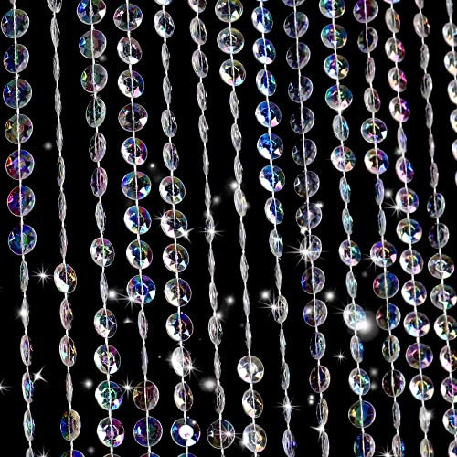 Boshen 2 Paneele Kristallperlenvorhang, 91 x 180 cm, transparente Acrylperlen, Raumteiler, 45 Stränge, Kristall, schillernd, Diamantschliff, Vorhang, Türvorhang für Party-Dekoration