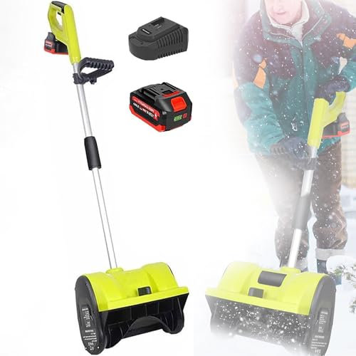 Spazzaneve a batteria da 1200 W, spazzaneve a pala ricaricabile con batteria agli ioni di litio da 4,0 Ah e caricabatterie, testa della pala per ampia area 36×16 cm, spazzaneve elettrico per vialetto