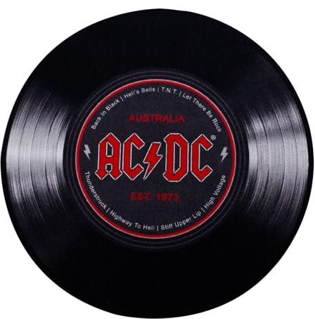 Mr.Ghorbani AC/DC Teppich Rund 90 cm Schallplatte Hardrock Music