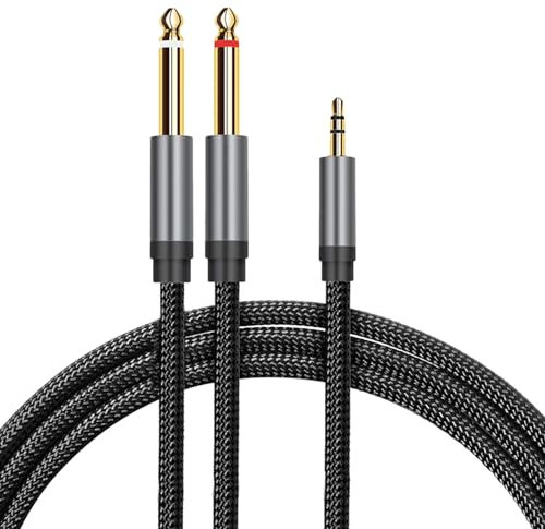 talNite Cavo Audio AUX Intrecciato in Nylon da 3.5mm a Doppio 6.35mm, 2 Metri, Compatibile con Tablet, PC, Cuffie, Altoparlanti e Amplificatori