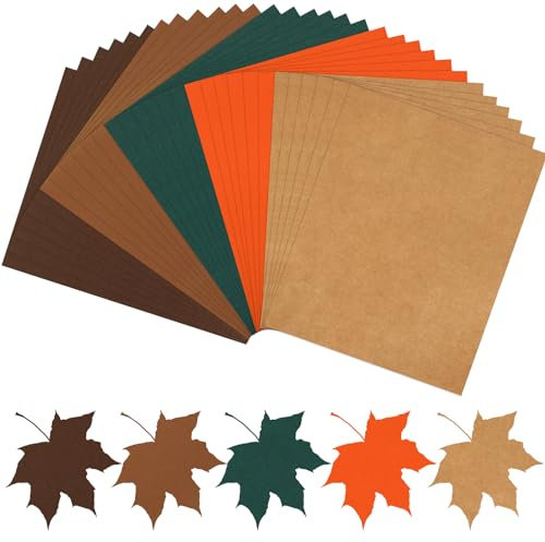 JULBEAR 30 Blatt farbiger Karton, 5 Farben, 180 g/m², 21,6 x 27,9 cm, Herbstfarben, Pastelldrucker, Baupapier für Kinder, Scrapbooking, Schule, Büro, Druck, Basteln, Kartenherstellung, Grußkarten,