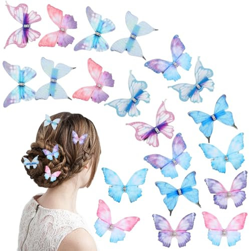 20 horquillas para el pelo de mariposa, mariposa 3D, para el pelo, para el pelo, para mujeres y niñas