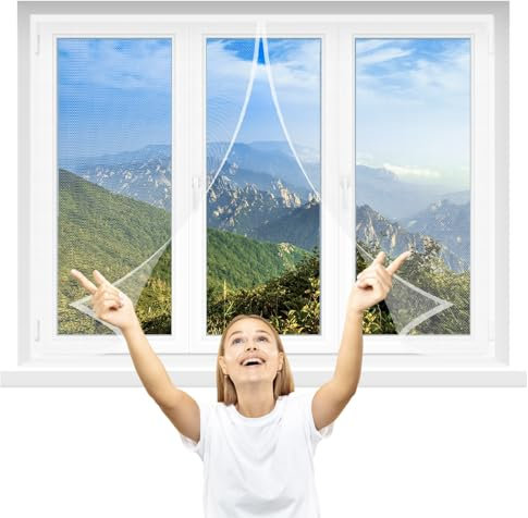 Porta Con Schermo Magnetico Tenda 185x145cm Bianco Zanzariera Porta Finestra Ponderata con Nastro di Montaggio a Strappo Zanzariere Magnetiche Adatto a Bambini e Animali Domestici