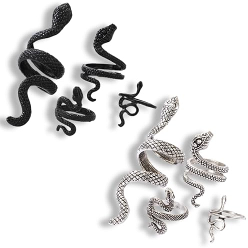 QTTRPCU 8 Stück Schlangen Ring, Punk Schlangen Ringe, Vintage Snake Accessories Für Frauen Und Herren