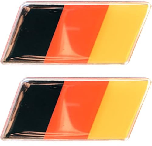 Autocollants en Aluminium pour Calandre De Voiture, 2 Pièces, Emblème De Drapeau Allemand, Badge D'emblème De Pare-Chocs De Voiture, Décor De Style De Voiture