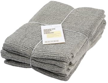 MEEMA Kitchen Towels and Dishcloths Sets of 4 | Large 18 x 28 Inch | Upcycled Cotton Tea Towels for Kitchen | Super Absorbent Cotton | Charcoal | Hand Towels