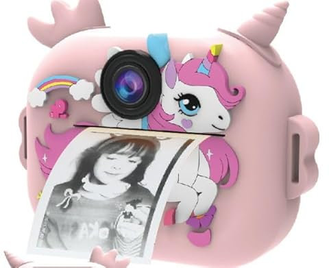 Camara Fotos Infantil Instantanea, Ambesty Camara Fotos Infantil, 2.4 HD Cámara Instantánea con Tarjeta 32GB y Papel de Impresión, 1080P HD Video Cámara, Regalos para Niños y Niñas de 3-12 (Rosa)