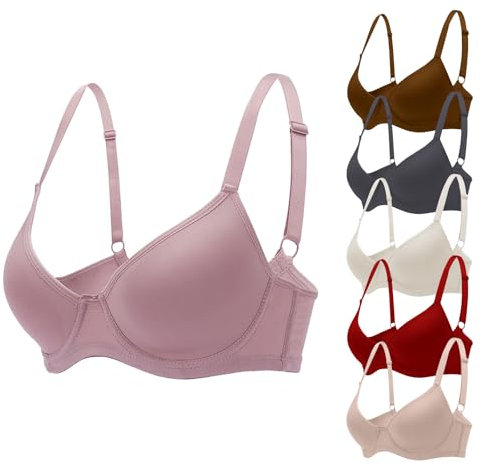 YOWOMO 6pcs Pack Women Everyday Bras Push Up Underwear Support Comfortable Bralette Lounge Lingerie Breathable