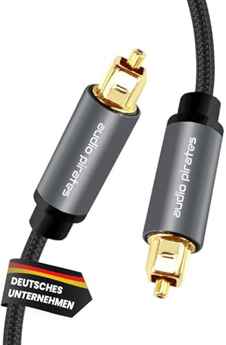 audio pirates optisches TOSLINK Glasfaserkabel [7,5 METER] digitales S/PDIF-Kabel,Verstärker,Heimkino,Xbox One,PS4,OD:4,0 mm,Nylon-Ummantelung,Metall-Stecker,vergoldete Kontakte
