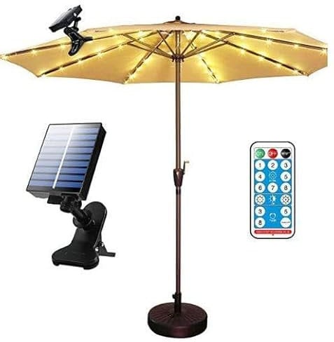 Sonnenschirm Beleuchtung Solar, Solar-Regenschirm-Lichter, 104 Led, 8 Modi, Regenschirm Lichterkette Für Sonnenschirm, Terrassenschirm Lichterketten Mit Fernbedienung