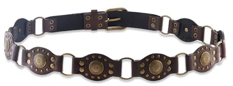 JJDreams Retro Gürtel Damen mit Buckle Punk PU Ledergürtel Y2K Damengürtel Breiter Mode Jeansgürtel,Braun