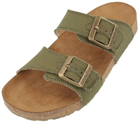HAFLINGER Bio Andrea Canvas Pantolette Sandale (Oliv Canvas 4002), Gr 37