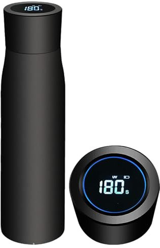 Generisch Bouteille d'eau en métal - Bouteille d'eau intelligente, affichage de la température - Gobelet isotherme LED - Large bouche isolée sous vide - Bouteille en acier inoxydable parfaite pour les