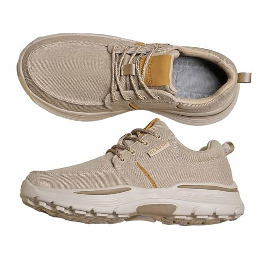 Scarpe Uomo Slip-On Ortopediche, Casual, Pianta Larga, Stile Passeggio(Beige,48 EU)
