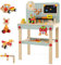 HOMASIS Banco degli Attrezzi Bambini in Legno, Officina Meccanica con Set di Utensili e Spazio di Stoccaggio, Tavolo da Lavoro Educativo per Bambini dai 3 Anni in Su, 54 x 30 x 83 cm
