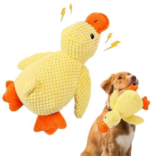 Anti Stress Ente Hund HSYWASH-Anti Stress Ente Für Hunde Hundespielzeug Ent Quietschspielzeug Hund Kuscheltier Interaktives Hundespielzeug UnzerstörbarHundespielzeug für Kleine Mittlere Hunde (Gelb)