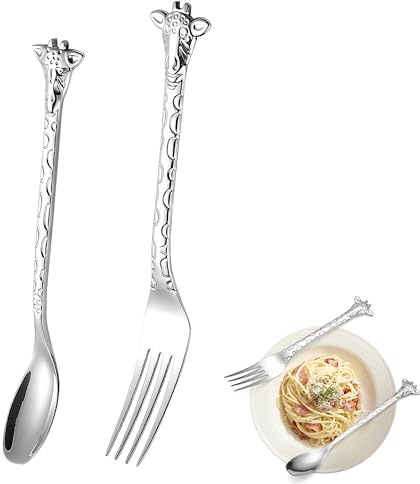 Set of 2 Sporks Stainless Steel – Giraffe Shaped Sporks, Unique Animal Design, Perfect for Picnic, Camping, and Everyday Dining, Fun and Functional Tableware