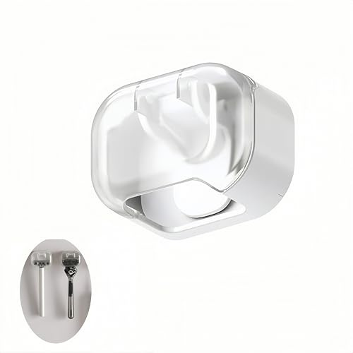 MEIJMJIA - , Razor Holder with Cover, blanco,blanco | Razor Holder Razor HolderDustproof Design, Waterproof Self-Adhesive Razor Holder Hanger for Bathroom Organiser