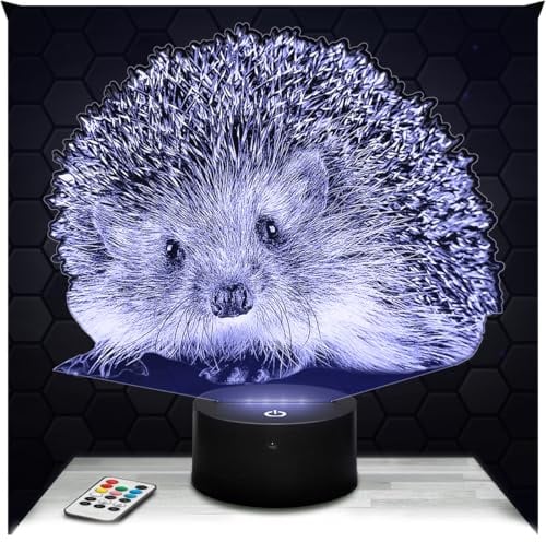 Lampephoto.fr - Lampe Igel 3D Touch Nachtlicht Tier | Made in France, Sockel & Größe wählbar, dimmbar, Batterie/USB, HD-Lasergravur, Geschenk für Sie & Ihn