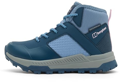Berghaus Kids’ Galactic Mid Walking Boot with High Traction Sole, Waterproof, Breathable, Lightweight (Ice Blue, Child, UK Footwear Size System, Big Kid, Numeric, Medium, 3)