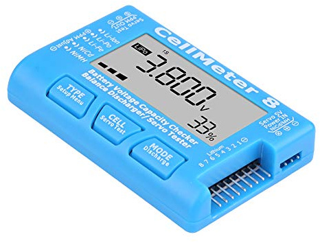 CellMeter 8 Digitaler Batterietester für LiPo, Li -, NiMH - 8 Zellen Akku - Kapazitätsmessgerät mit LCD - Display
