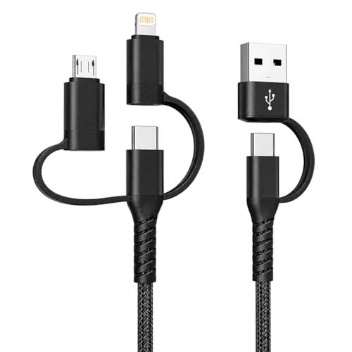 Peak Power The ONE Cable - 5 in 1 Universal Charging & Data Transfer Cable, 1m, USB A & C Inputs, Supports iPhone, Android, Tablet, Fast 60W Charging, High Speed Data Transfer