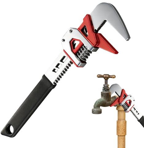 Large Adjustable Wrench - Adjustable Wide Jaw Spanner - Plumbers Wrench with Long Handle - for Home Renovation Mechanic Electrician Plumbing Nut Bolt Sink Faucet