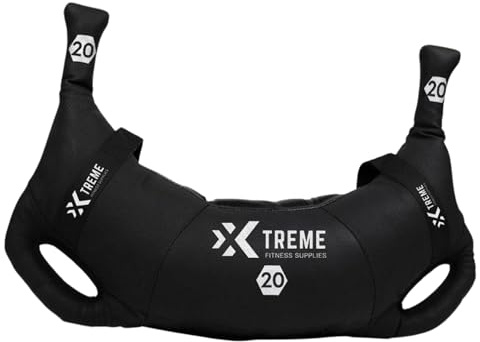 Xtreme Fitness Bulgarian Bag 5-25Kg, Robuster PU Gewichtssack - Schwarz | Multi-Griffen, Vielseitiges Sports Bag für Kraft, Stabilität, CrossFit & Fitnessstudio